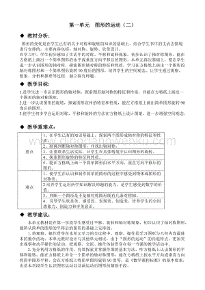 冀教版五年級下冊數學第一單元單元概述與課時安排 教案