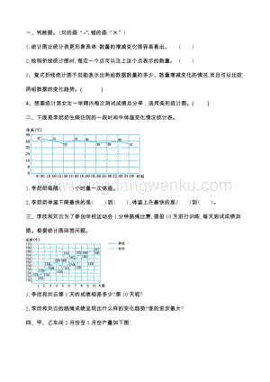 冀教版五年級下冊數學整理與評價.5折線統計圖、探索樂園同步習題（課時練