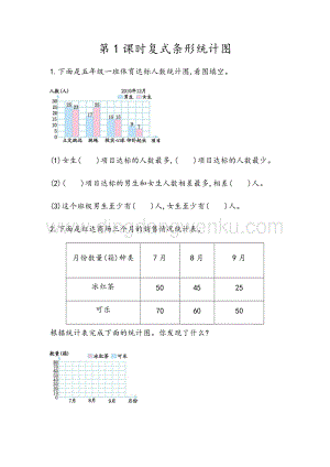 青島版（六年制）五年級下冊數學6.1 復式條形統計圖 同步習題（課時練）