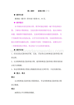 冀教版小學數(shù)學四年級下冊 7.2.1讀統(tǒng)計圖（一） 教案