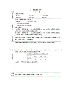 冀教版小學(xué)數(shù)學(xué)四年級(jí)下冊(cè) 冀教版小學(xué)數(shù)學(xué)四年級(jí)下冊(cè) 3.2積的變化規(guī)律 導(dǎo)學(xué)案