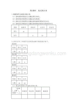 冀教版小學(xué)數(shù)學(xué)三年級下冊5.2復(fù)式統(tǒng)計表課時練習(xí)