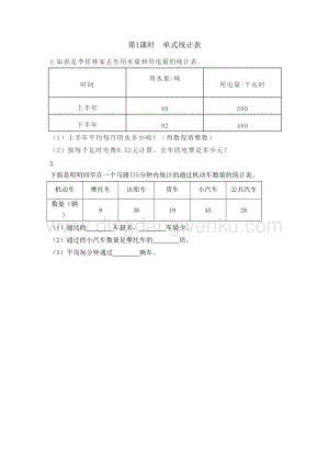 冀教版小學(xué)數(shù)學(xué)三年級(jí)下冊(cè) 5.1 單式統(tǒng)計(jì)表 課時(shí)練習(xí)