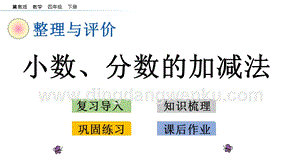 冀教版小學(xué)數(shù)學(xué)四年級(jí)下冊(cè) 整理與評(píng)價(jià).3 小數(shù)、分?jǐn)?shù)的加減法 ppt課件