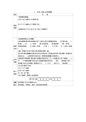 冀教版二年級下冊數學 3.1認識1000以內的數 學案