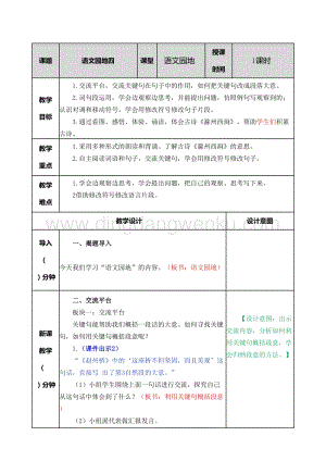 部編人教版小學語文三年級下冊 語文園地（四）教案