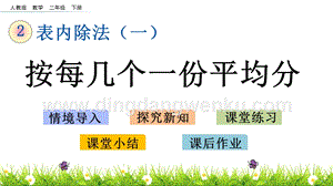 人教版二年級(jí)下冊(cè)數(shù)學(xué) 2.3 按每幾個(gè)一份平均分 PPT課件