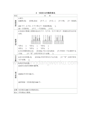 人教版二年級下冊數學7.410000以內數的讀法學案