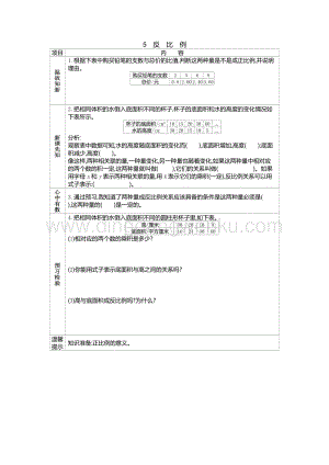 人教版六年級下冊數學 反比例 學案