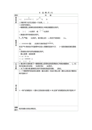 人教版六年級下冊數學比例尺(1)學案