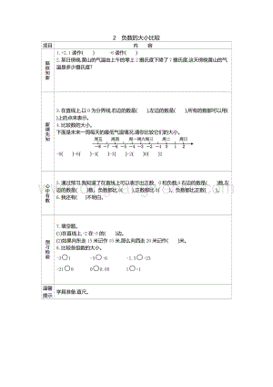 人教版六年級下冊數(shù)學(xué)負(fù)數(shù)的大小比較學(xué)案