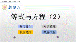 西師大版六年級(jí)下冊(cè)數(shù)學(xué)總復(fù)習(xí)1.9 等式與方程（2） ppt課件.pptx