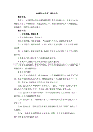 人教版部編版四年級下冊語文宿新市徐公店精彩片段.docx