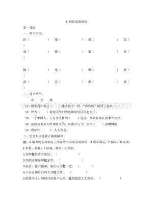 人教部編版五年級下冊語文 4 梅花魂 課時練.docx