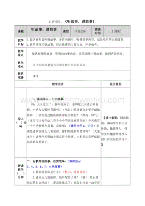 人教部編版（五四制）一年級下冊語文口語交際：聽故事講故事教案.docx