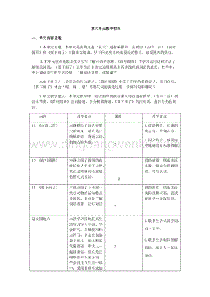 人教部編版（五四制）一年級下冊語文第六單元教學建議、要點和課時安排.docx