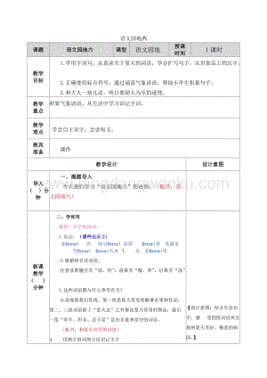 人教部編版（五四制）一年級下冊語文 語文園地六 教案.docx