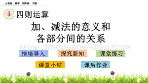 人教版小學數學四年級下冊第一單元1.1 加、減法的意義和各部分間的關系 PPT課件