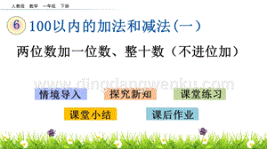 人教版小學(xué)數(shù)學(xué)一年級下冊6.3兩位數(shù)加一位數(shù)、整十數(shù)（不進位加）PPT課件
