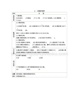 人教版小學數學四年級下冊第四單元 3.小數的性質 導學案