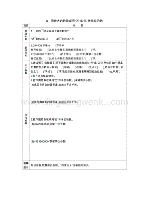 人教版小學數(shù)學四年級下冊第四單元 8.把較大的數(shù)改寫成用“萬”或“億”做單位的數(shù) 導學案