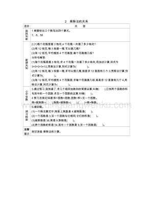 人教版小學數學四年級下冊第一單元 2.乘除法關系 導學案