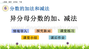 人教版小學(xué)數(shù)學(xué)五年級(jí)下冊(cè)第六單元6.3 異分母分?jǐn)?shù)的加、減法 PPT課件