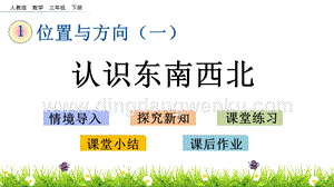 人教版小學(xué)數(shù)學(xué)三年級(jí)下冊第一單元1.1 認(rèn)識(shí)東、南、西、北 PPT課件