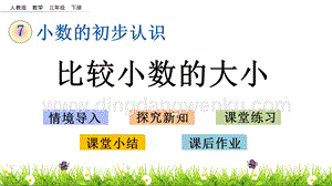 人教版小學數學三年級下冊第七單元7.2比較小數的大小PPT課件