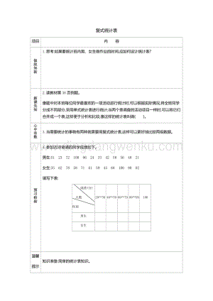 人教版小學數學三年級下冊第三單元復式統計表 導學案