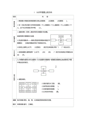 人教版小學(xué)數(shù)學(xué)三年級下冊第一單元2認(rèn)識平面圖上的方向?qū)W(xué)案