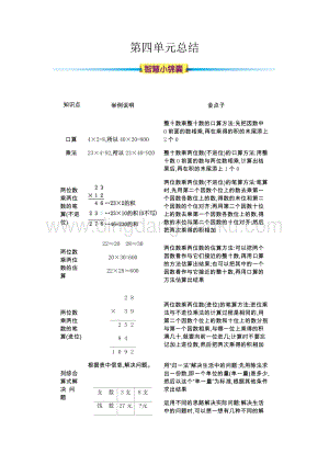 人教版小學數學三年級下冊第四單元知識清單