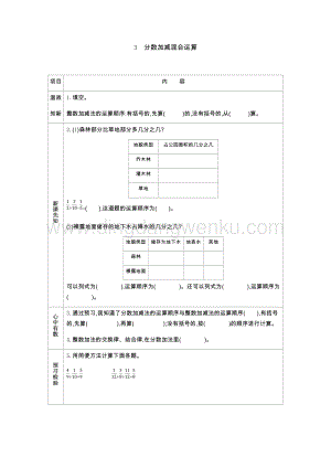 人教版小學(xué)數(shù)學(xué)五年級下冊第六單元3 分?jǐn)?shù)加減混合運(yùn)算 導(dǎo)學(xué)案