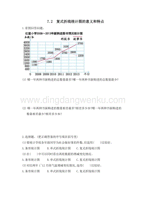 人教版小學數學五年級下冊第七單元7.2 復式折線統計圖的意義和特點 課時練習題