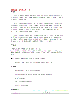 幼兒園小班綜合教學：推薦主題好吃的水果教案