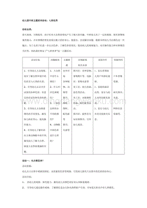 幼兒園中班主題活動教案：幼兒園七彩世界