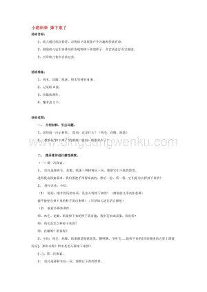 幼兒園小班科學主題：小班科學 掉下來了 教案