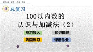西師大版一年級下冊數(shù)學(xué)第九單元 9.2 100以內(nèi)數(shù)的認(rèn)識與加減法（2） PPT課件