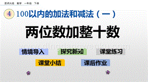 西師大版一年級下冊數學第四單元4.5兩位數加整十數PPT課件