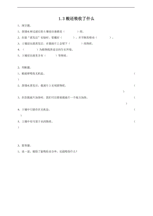 2020新粵教粵科版版五年級(jí)上冊(cè)科學(xué)1.3《根還吸收了什么》練習(xí)題附答案.doc