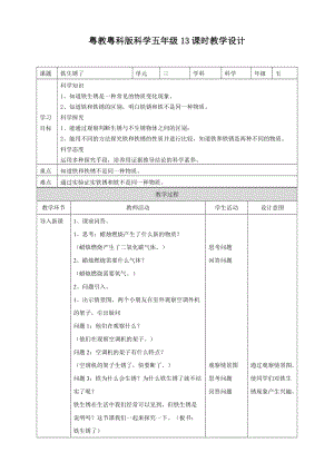 2020新粵教粵科版版五年級上冊科學3.13鐵生銹了教案.doc