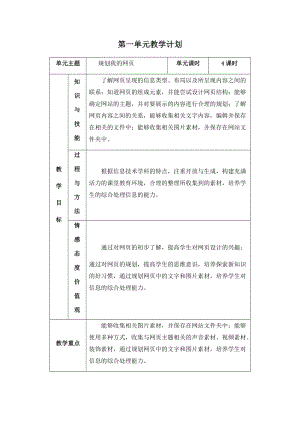 五年級下冊信息技術(shù)教學(xué)計劃-第一單元規(guī)劃我的網(wǎng)頁西安交大版.docx