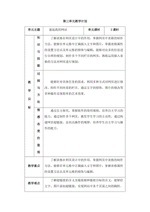 五年級下冊信息技術教學計劃-第三單元建起我的網站西安交大版.docx