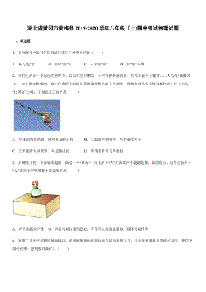 2019-2020學年八年級（上)湖北省黃岡市黃梅縣期中考試物理試題.docx