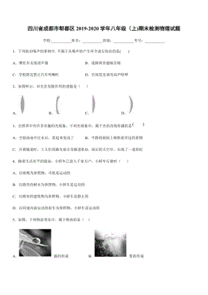 2019-2020學(xué)年八年級（上)四川省成都市郫都區(qū)期末檢測物理試題.docx