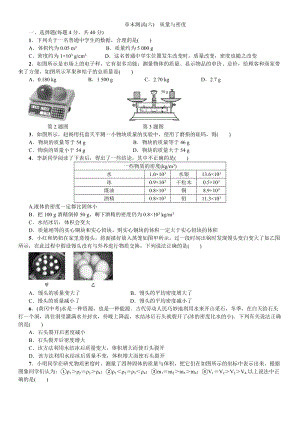 人教版八年級上冊物理章末測試（六）質量與密度 附答案.doc