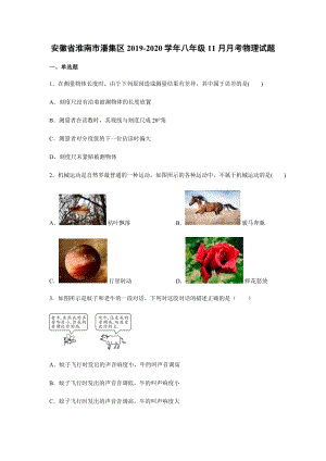 2019-2020學年八年級（上)安徽省淮南市潘集區11月月考物理試題.docx