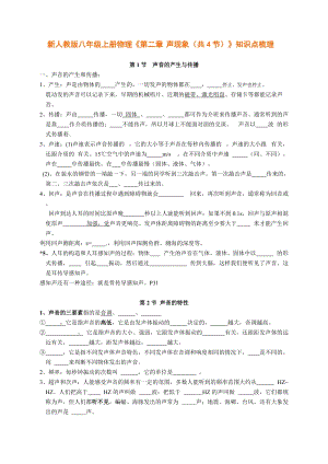 人教版八年級上冊物理第2章《第二章-聲現象（共4節）》知識點梳理.doc