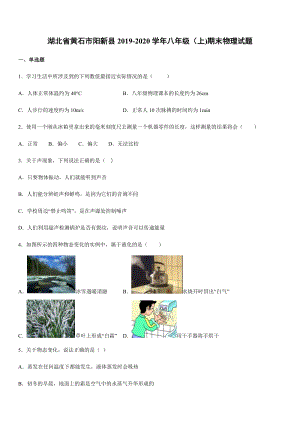 2019-2020學(xué)年八年級(jí)（上)湖北省黃石市陽(yáng)新縣期末物理試題.docx