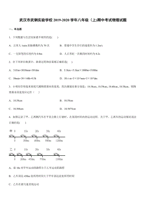 2019-2020學年八年級（上)武漢市武鋼實驗學校期中考試物理試題.docx